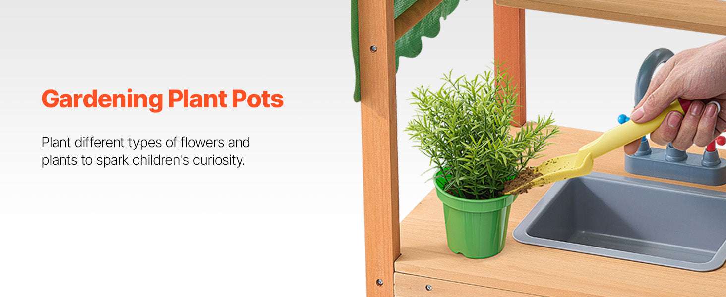 Outdoor Mud Kitchen Playset with Canopy, Faucet & Cookware Set - Image 11