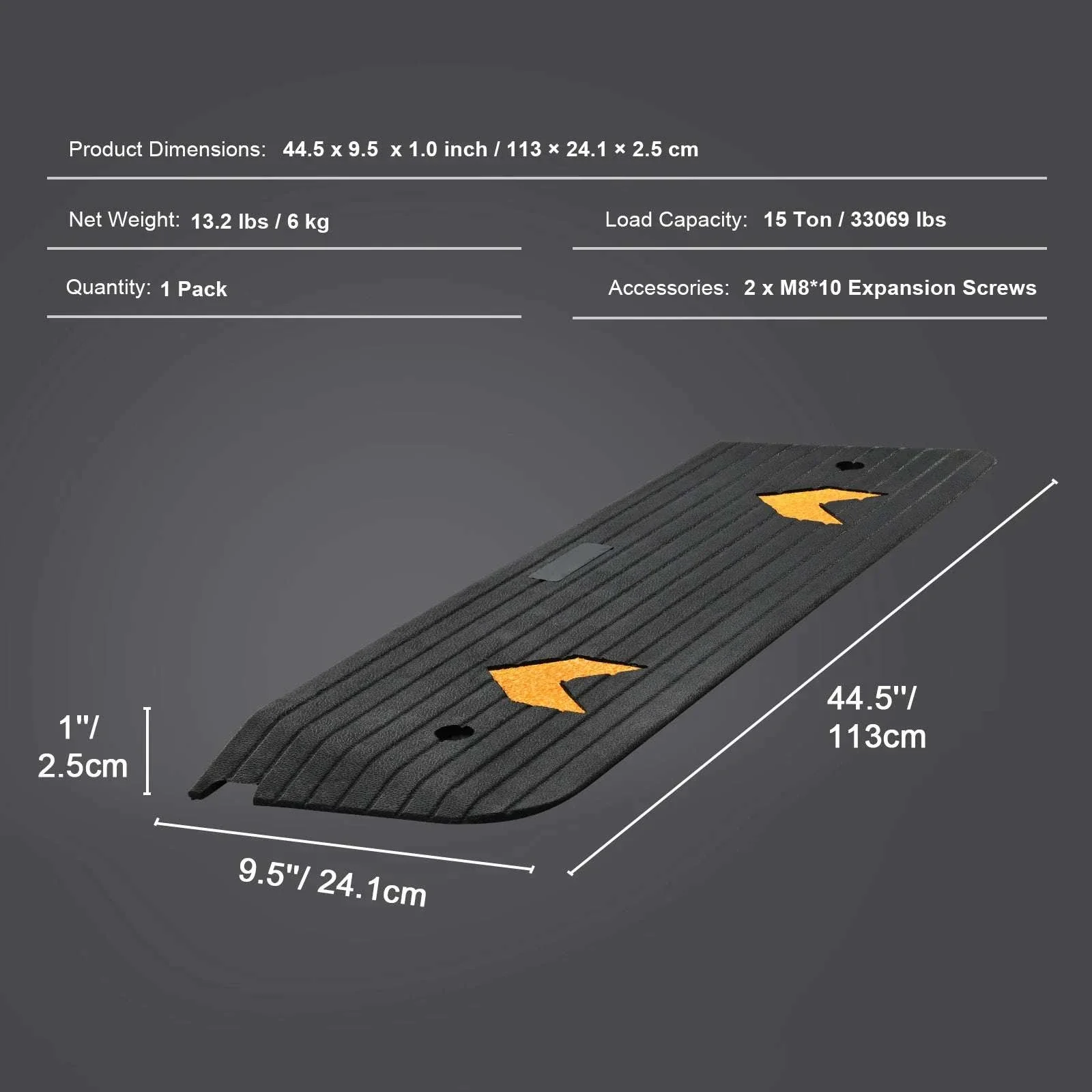 Rubber Driveway Curb Ramp 4" Rise Non-Slip Threshold for Wheels - Image 10