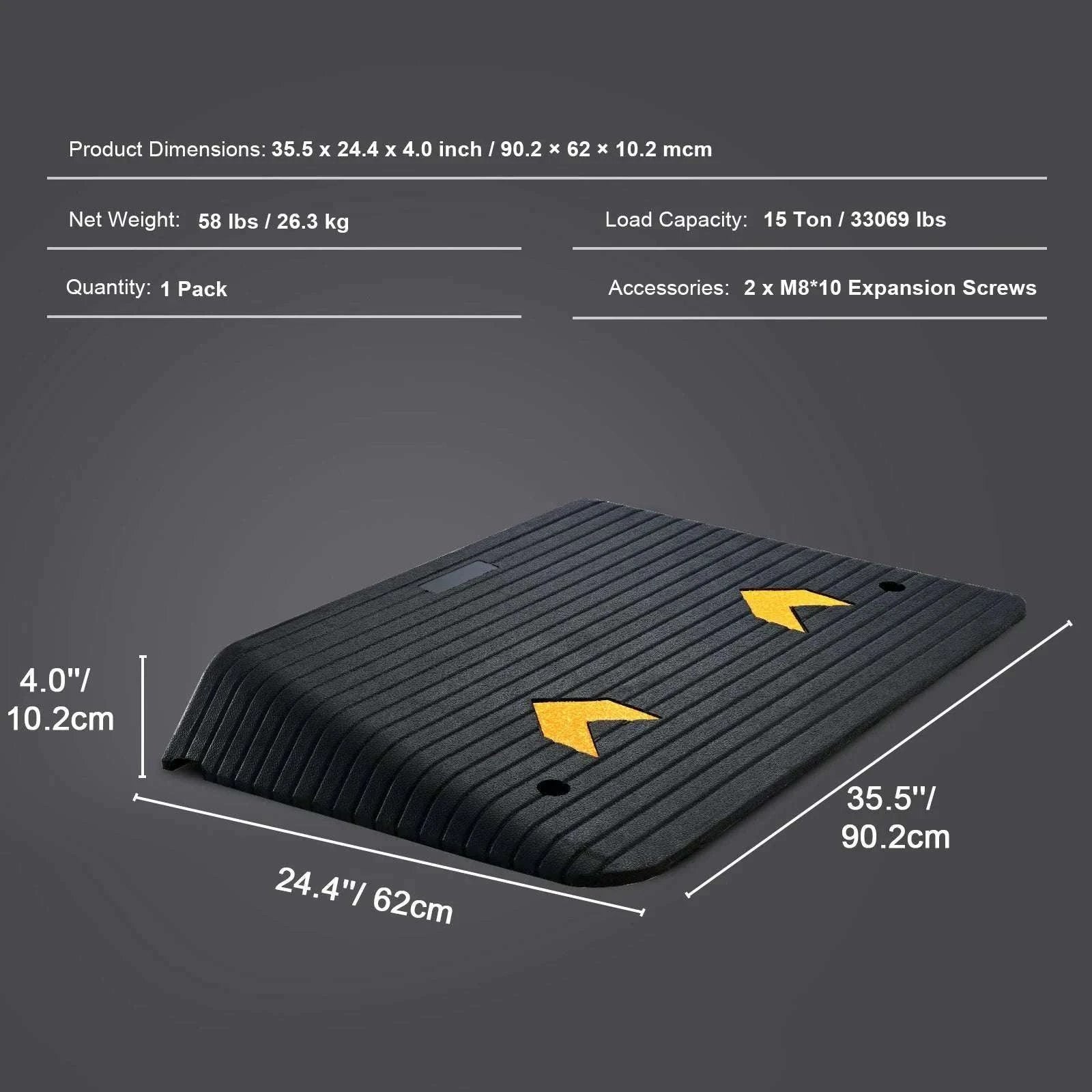 Rubber Driveway Curb Ramp 4" Rise Non-Slip Threshold for Wheels - Image 11