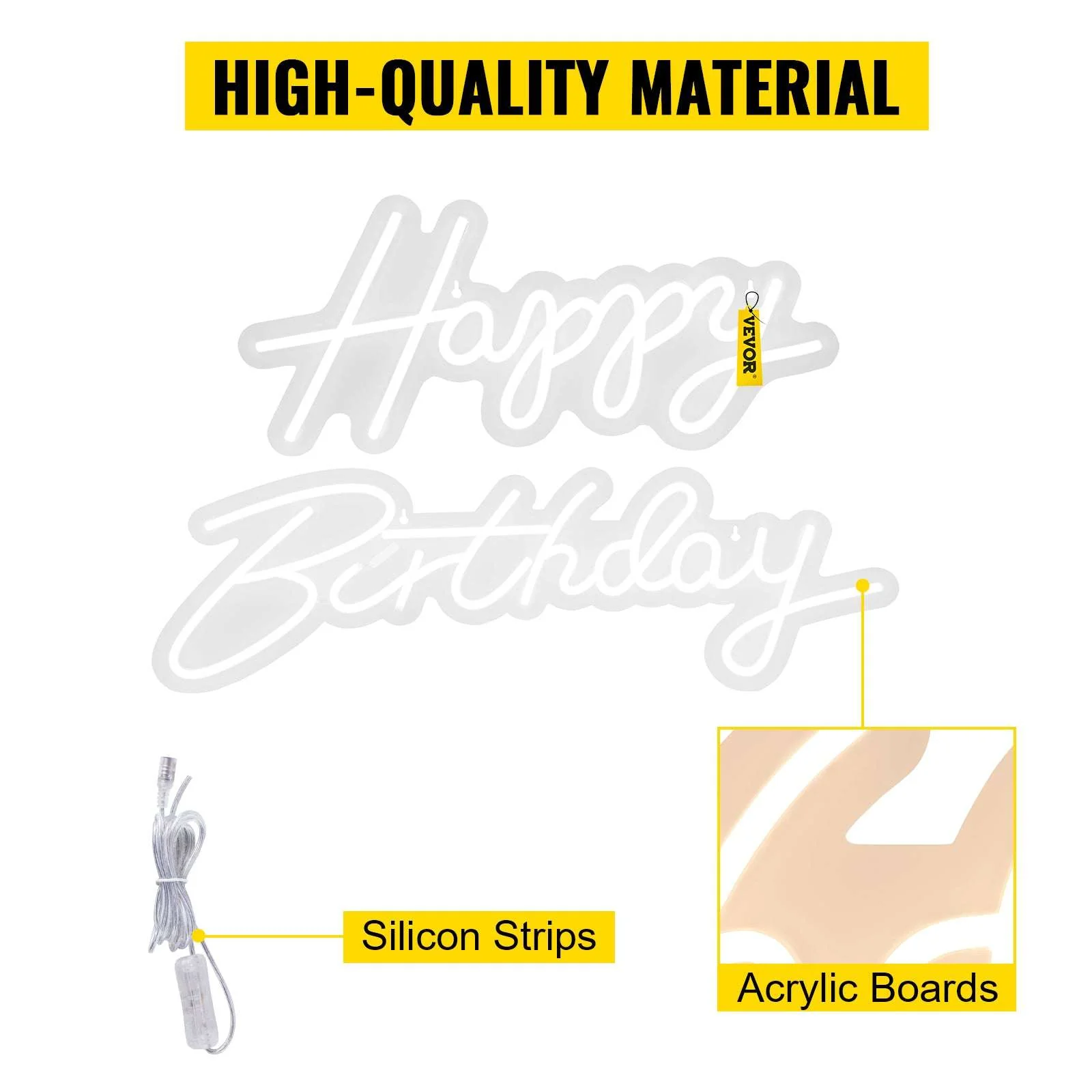 Happy Birthday LED Neon Sign with Remote & Adjustable Brightness - Image 12