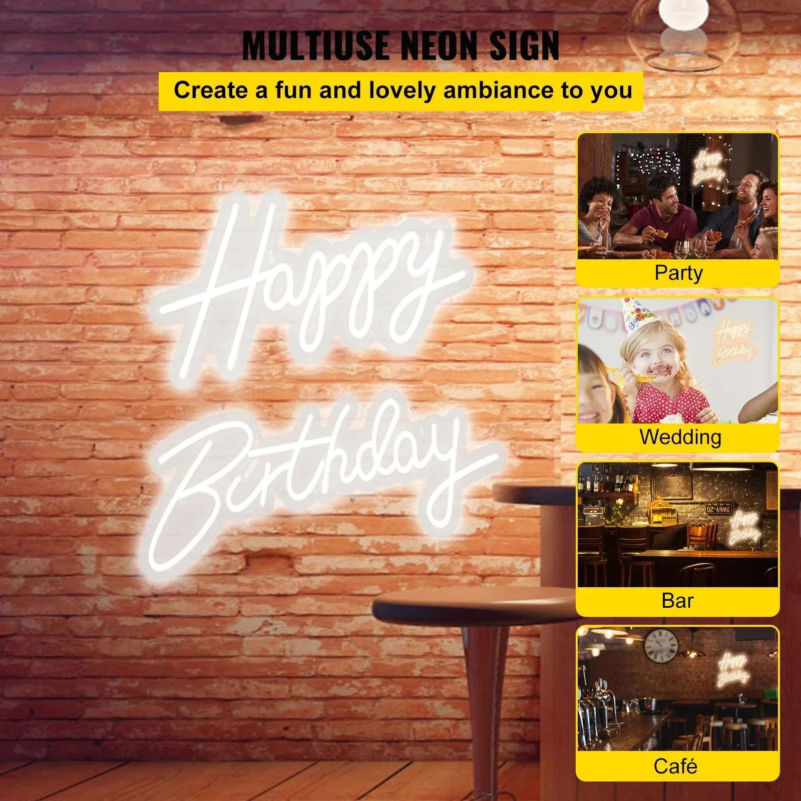 Happy Birthday LED Neon Sign with Remote & Adjustable Brightness - Image 2