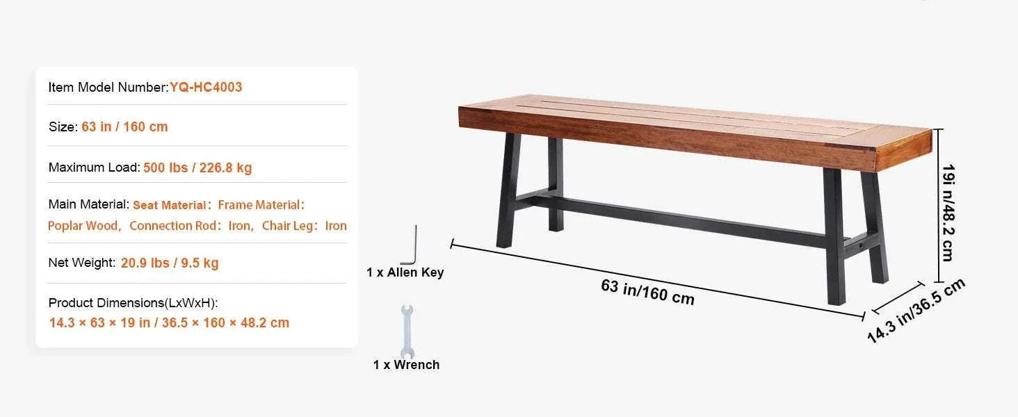Outdoor Garden Bench with Backrest 480 lb Capacity Patio Seating - Image 22