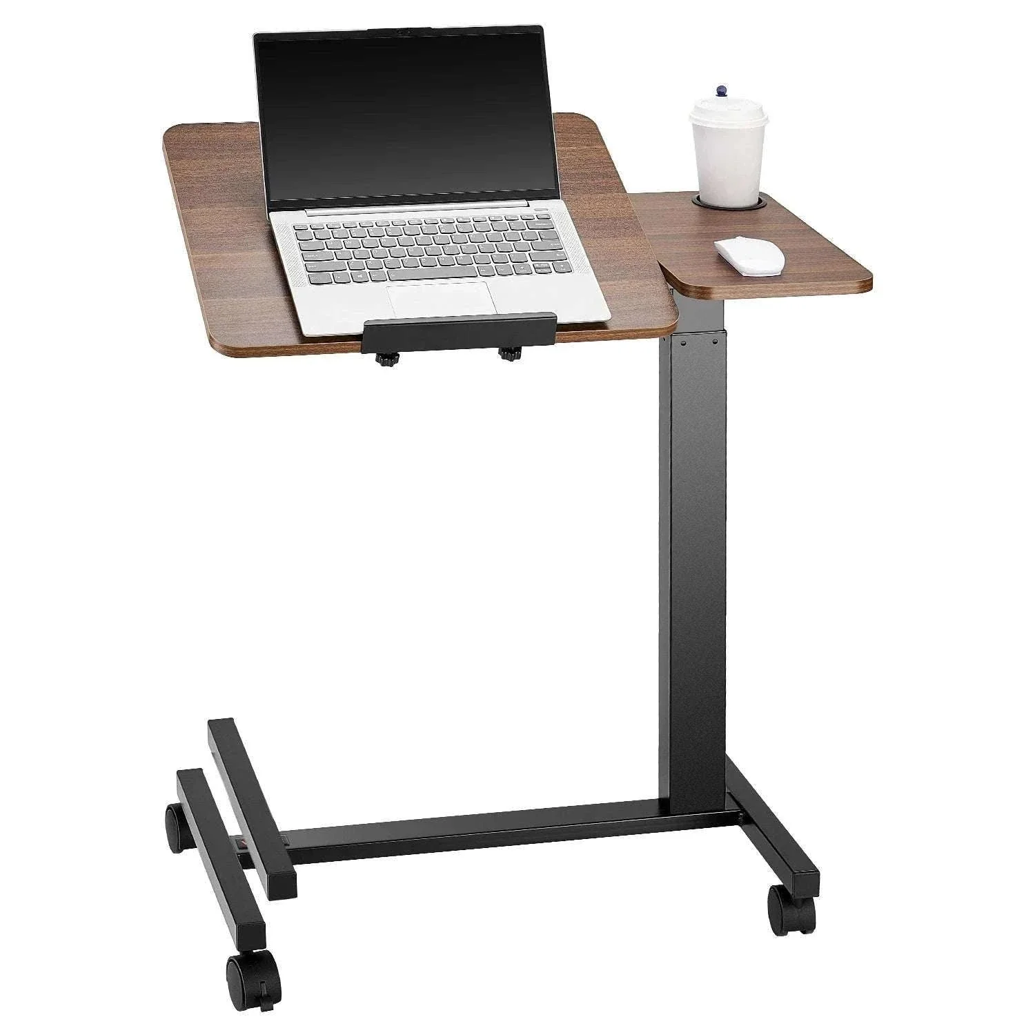 Adjustable Overbed Table with Wheels & Tilt Top for Bedside Work