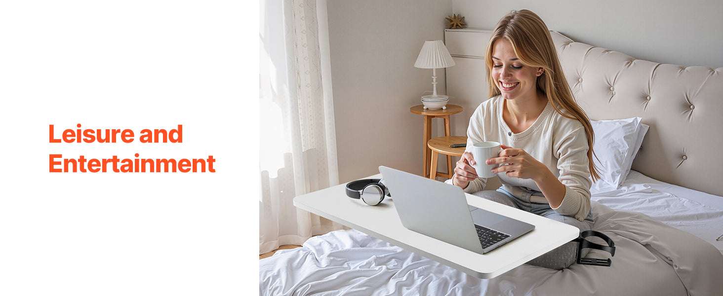 Adjustable Overbed Table with Wheels & Tilt Top for Bedside Work - Image 13