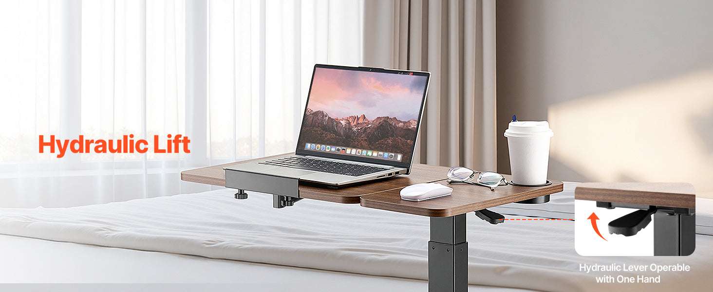 Adjustable Overbed Table with Wheels & Tilt Top for Bedside Work - Image 18
