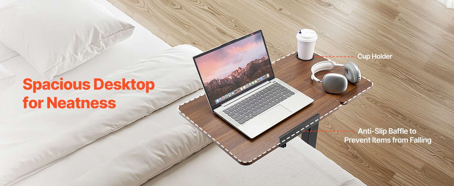 Adjustable Overbed Table with Wheels & Tilt Top for Bedside Work - Image 19
