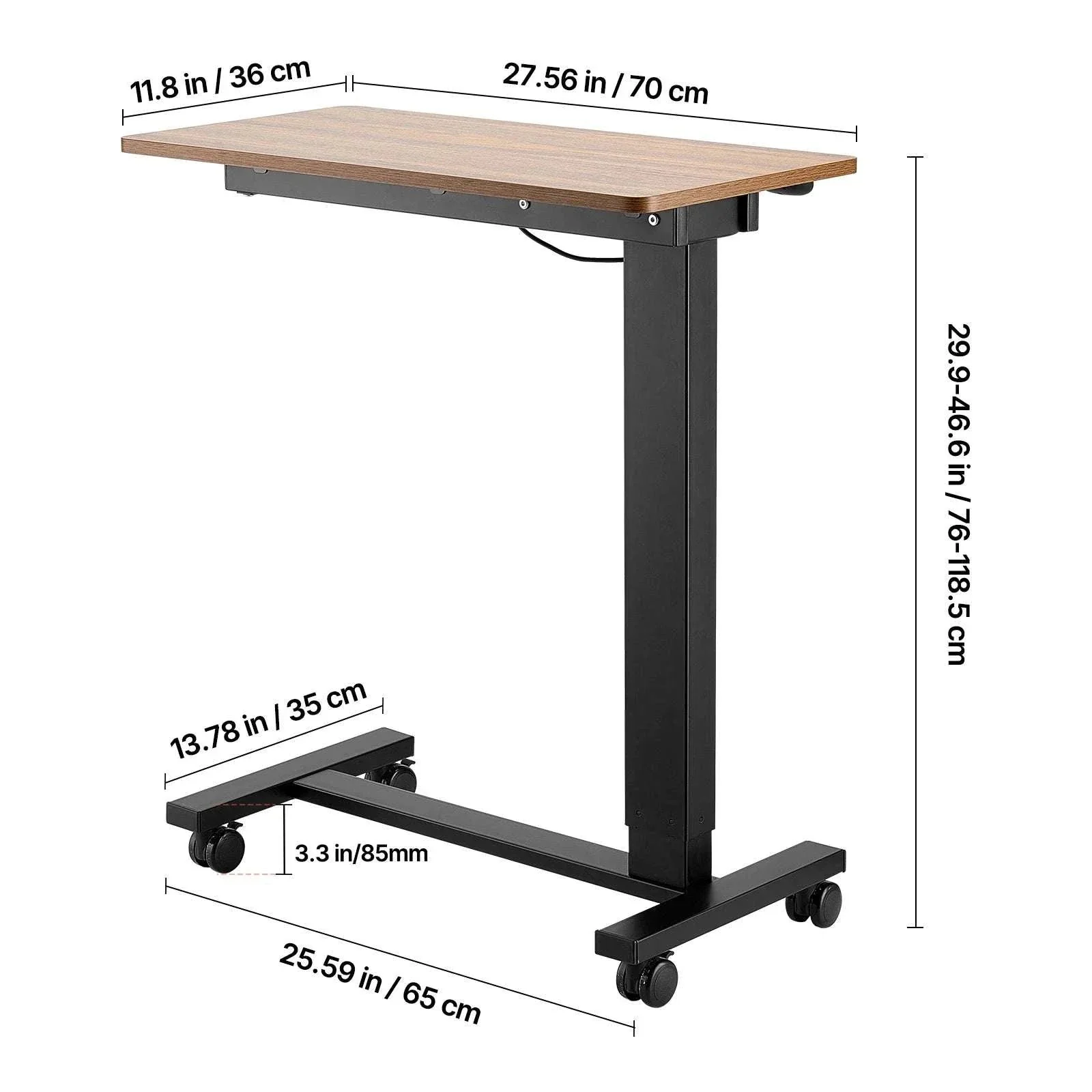 Adjustable Overbed Table with Wheels & Tilt Top for Bedside Work - Image 48