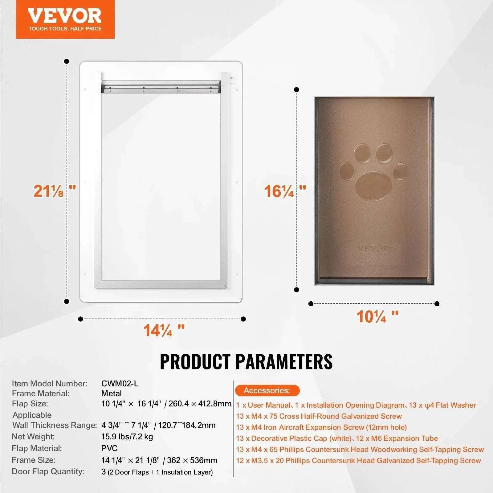 Metal Frame Pet Door with Lock & 3-Flap Weatherproof System - Image 9