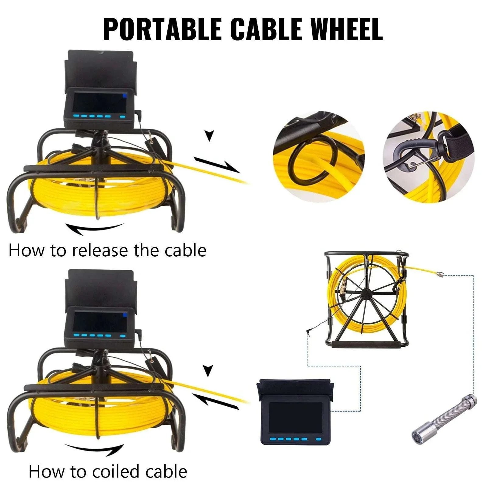 Pipe Inspection Camera with 4.3" Monitor DVR & IP68 Cable - Image 4