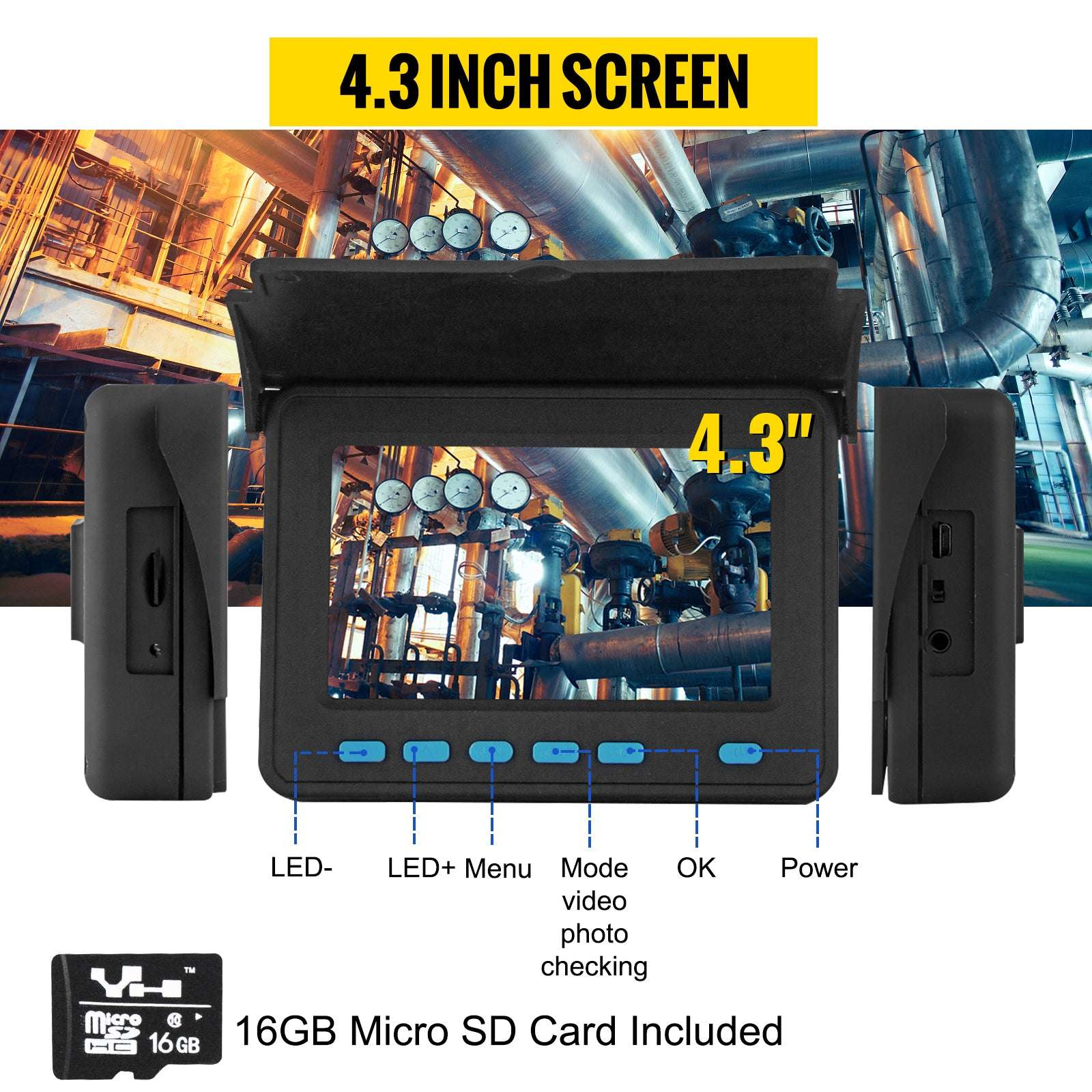 Pipe Inspection Camera with 4.3" Monitor DVR & IP68 Cable - Image 9