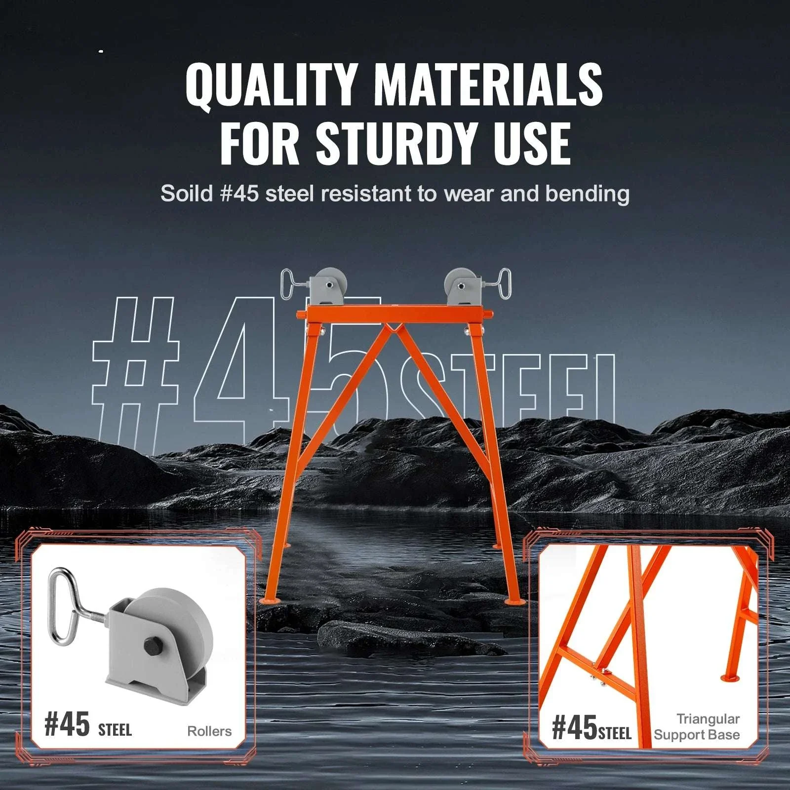 Heavy Duty Pipe Stand with Roller Head 2500 lb Capacity Adjustable 2–36 in - Image 5