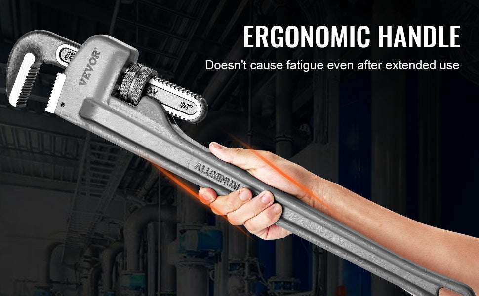 24" Aluminum Pipe Wrench Adjustable 4.1" Jaw Heavy-Duty Grip - Image 10