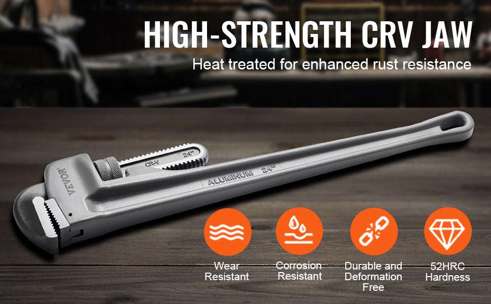 24" Aluminum Pipe Wrench Adjustable 4.1" Jaw Heavy-Duty Grip - Image 9