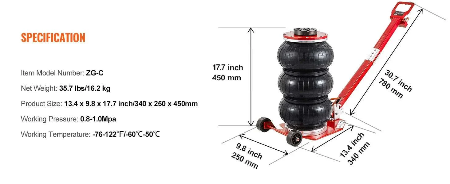 3 Ton Air Bag Jack Quick Lift Pneumatic Car Jack with Wheels - Image 13