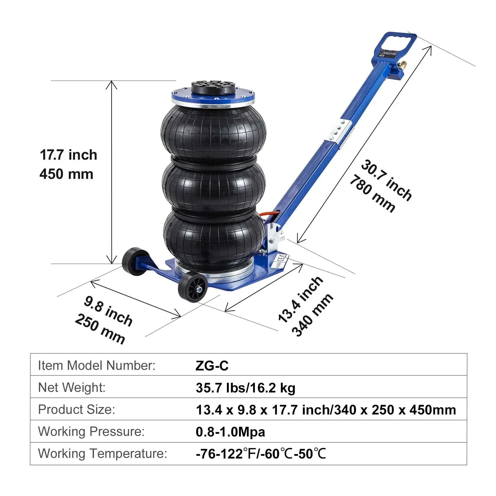 3 Ton Air Bag Jack Quick Lift Pneumatic Car Jack with Wheels - Image 19