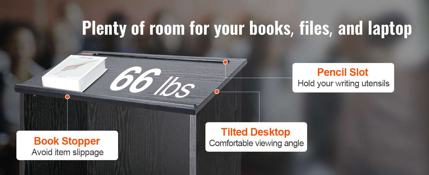 47" Rolling Podium Stand with Shelves and Tilted Desktop - Image 10