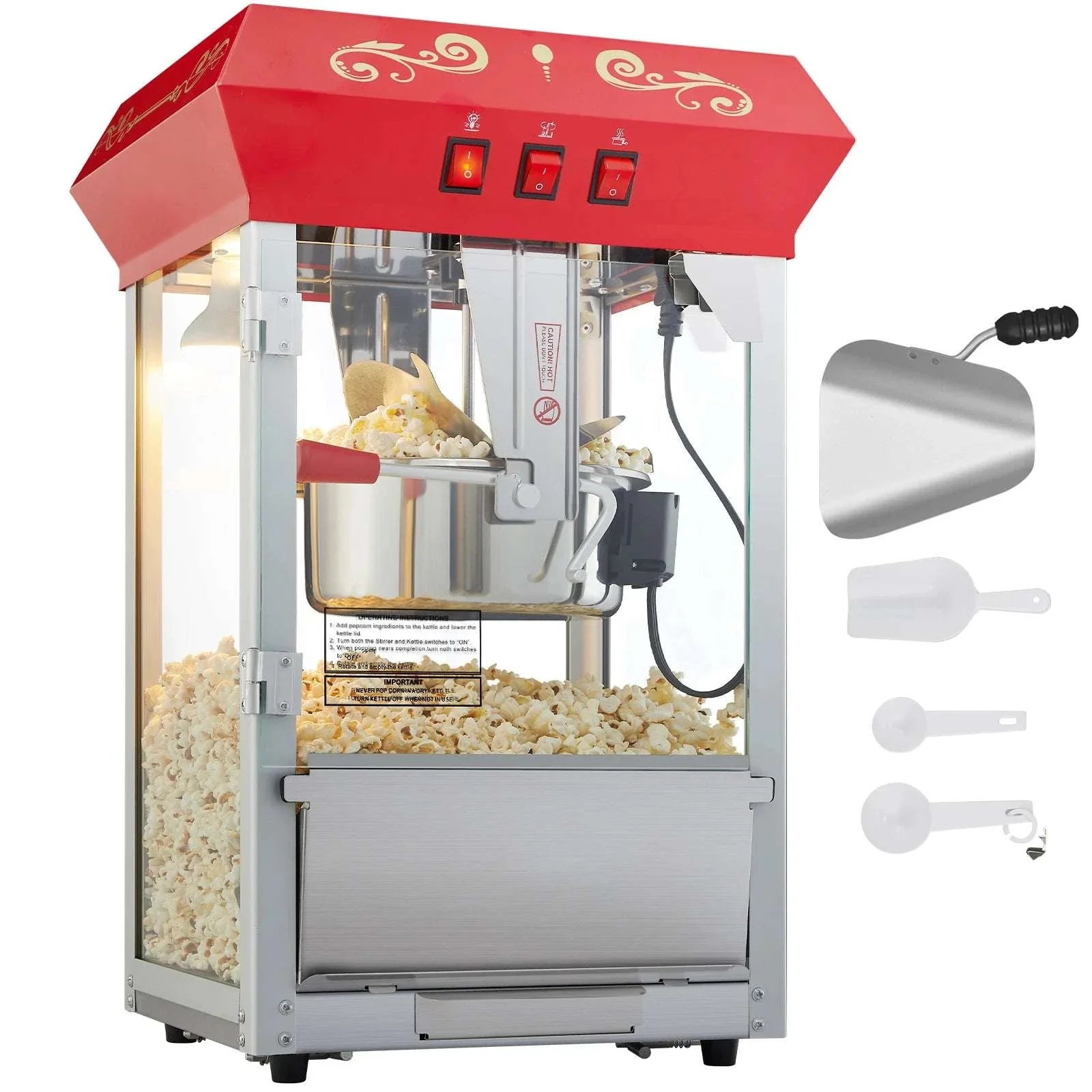 Countertop Popcorn Maker Machine 8oz 48 Cups Movie Style