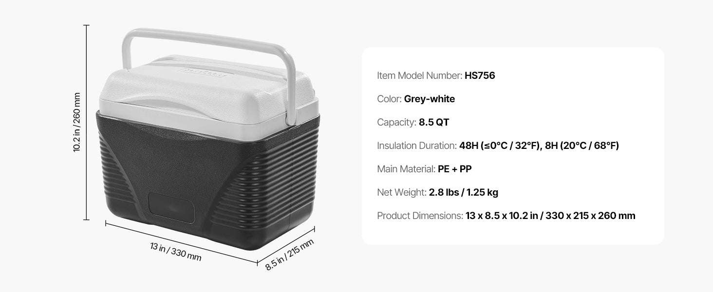Portable 8.5QT Hard Cooler with 48H Ice Retention & Handle - Image 13
