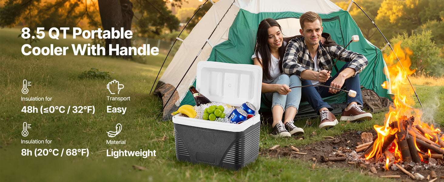Portable 8.5QT Hard Cooler with 48H Ice Retention & Handle - Image 8