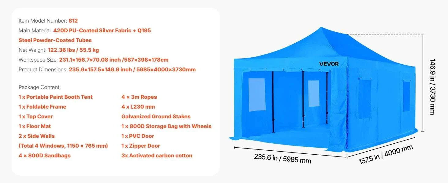 Portable Paint Booth Tent with Floor Large Spray Shelter - Image 26