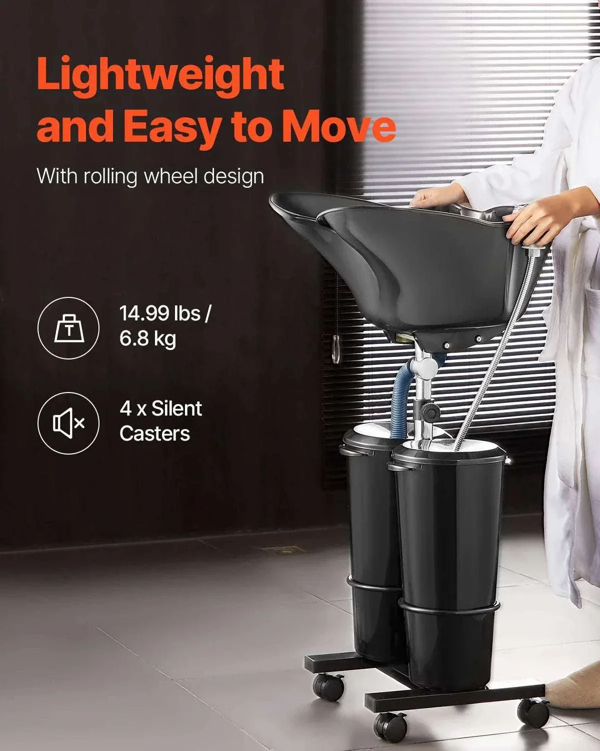 Portable Shampoo Bowl with Electric Pump Adjustable Salon Sink - Image 5