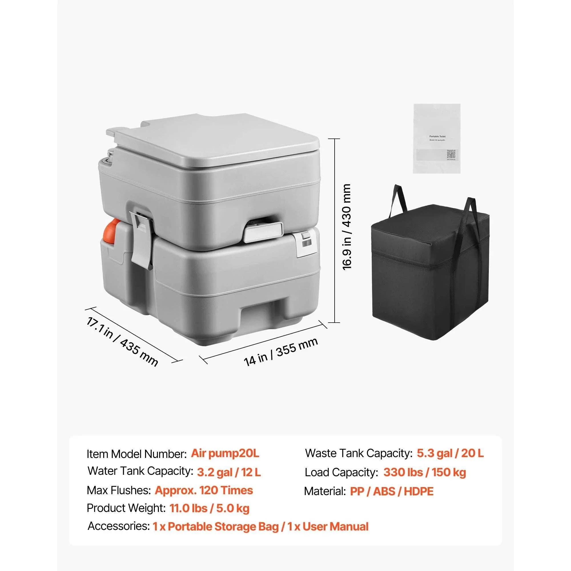 Portable Camping Toilet with Flush & Detachable Waste Tank - Image 16