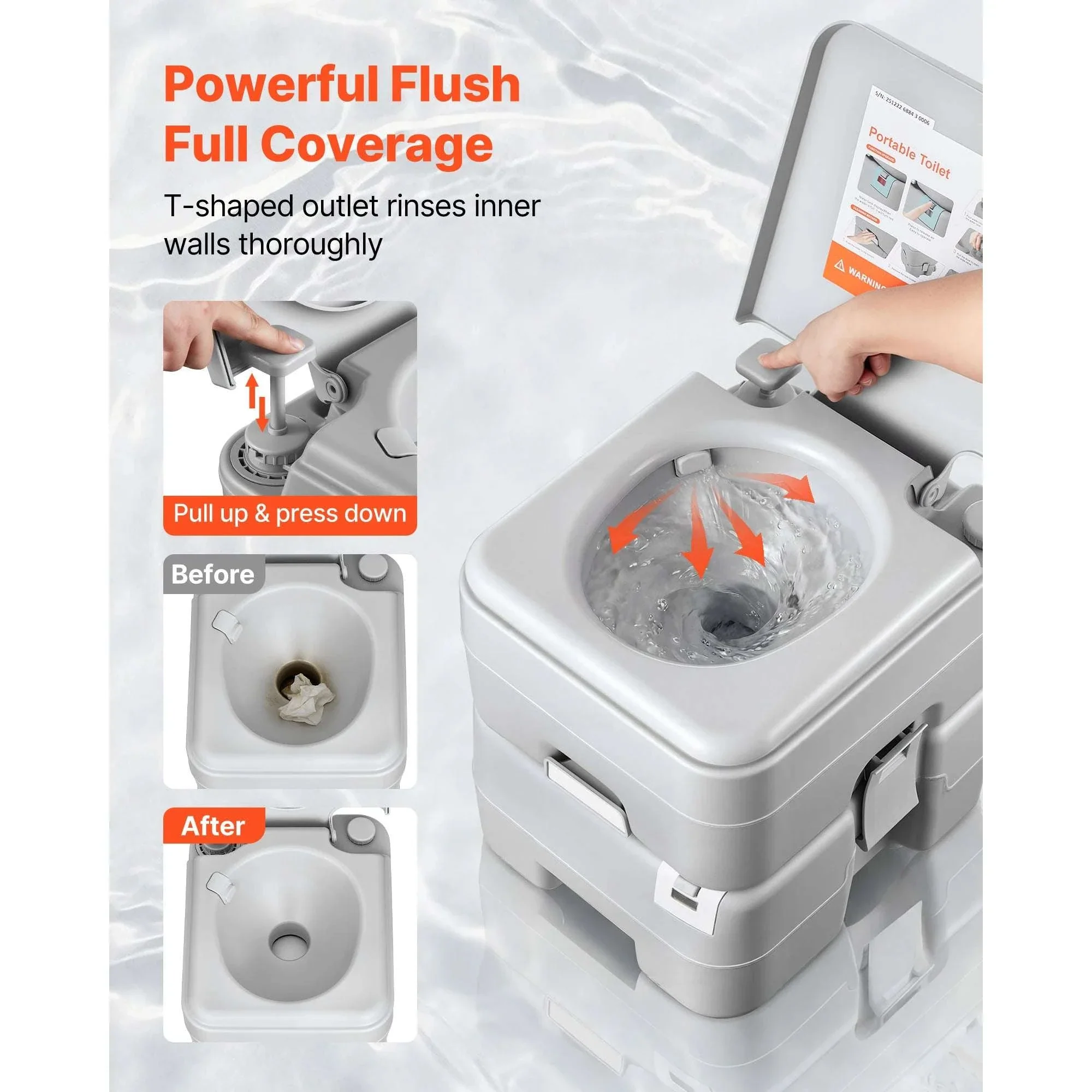 Portable Camping Toilet with Flush & Detachable Waste Tank - Image 4