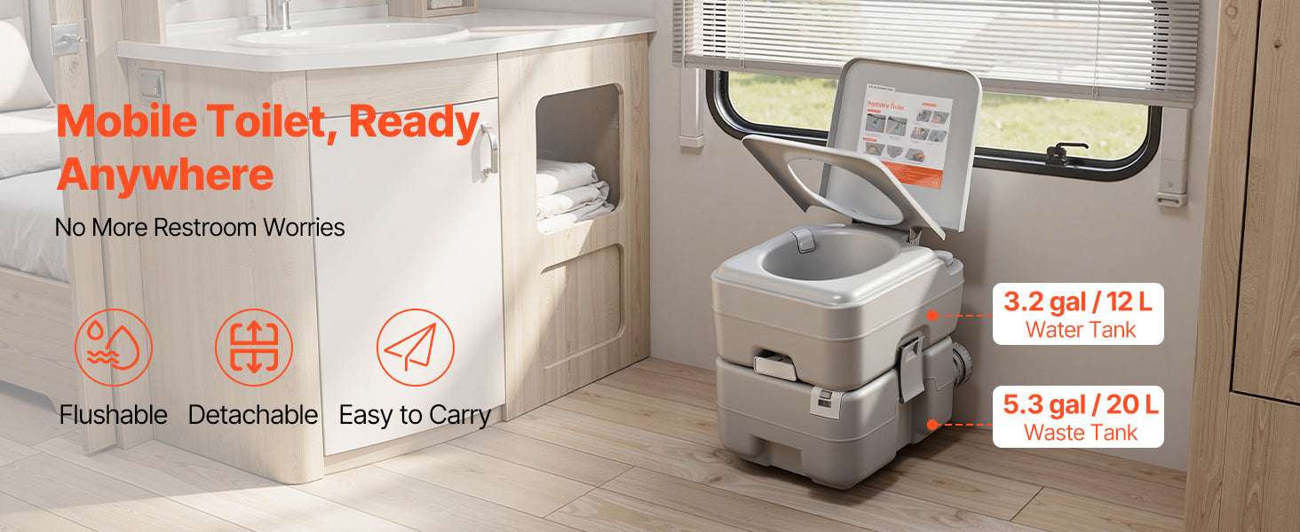 Portable Camping Toilet with Flush & Detachable Waste Tank - Image 8