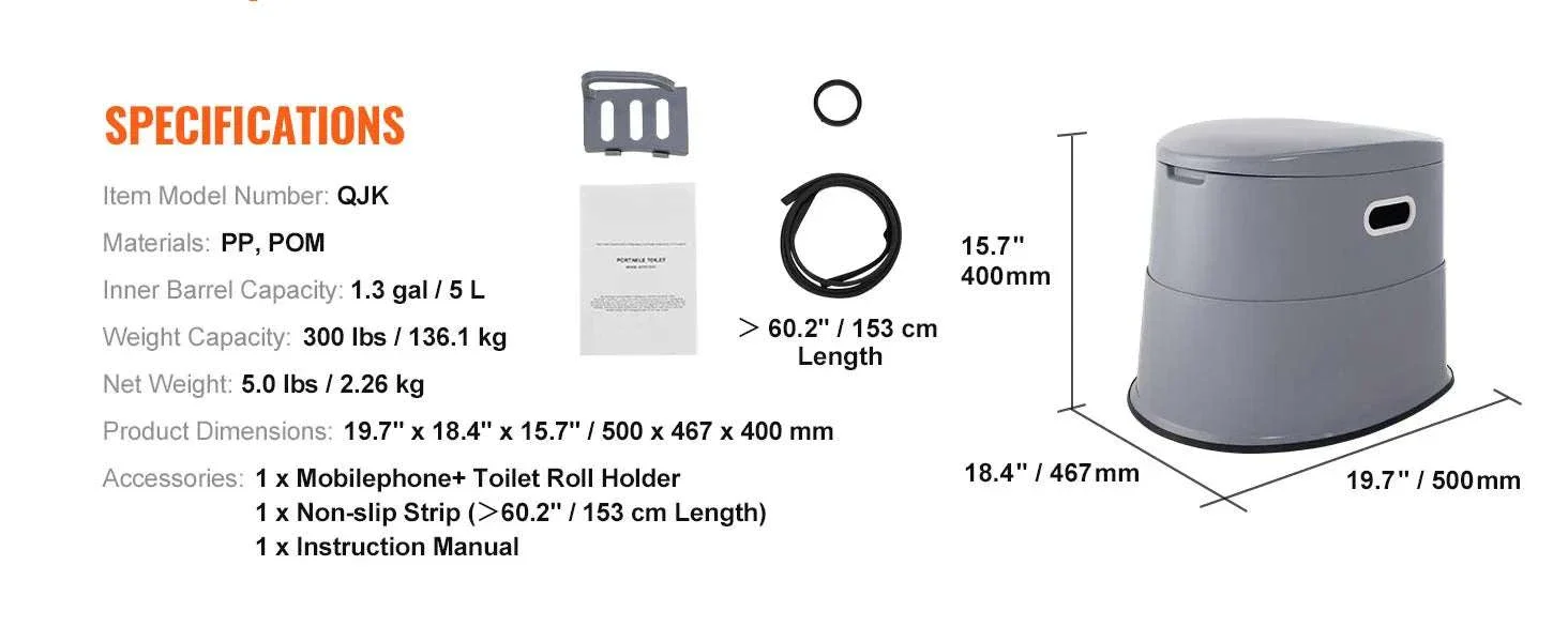 Portable Camping Toilet with 1.3 Gal Detachable Bucket - Image 13