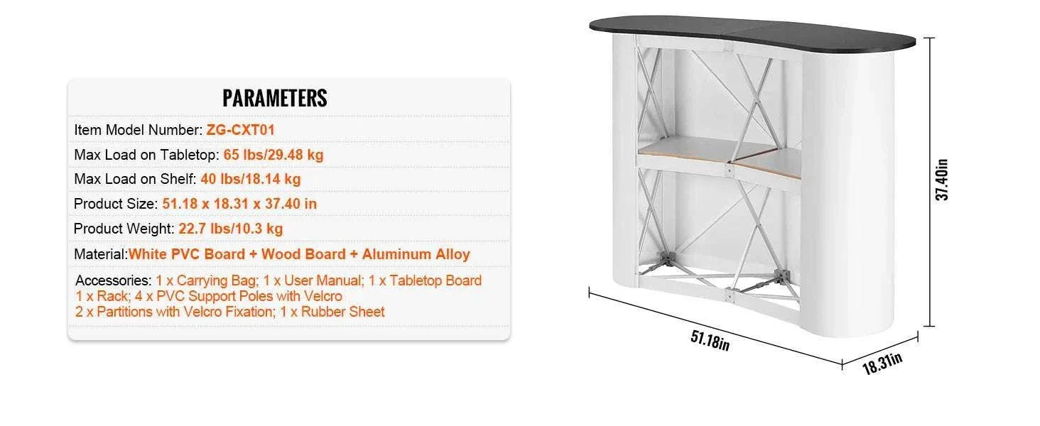 Portable Trade Show Counter Stand Foldable Podium Display Table - Image 13