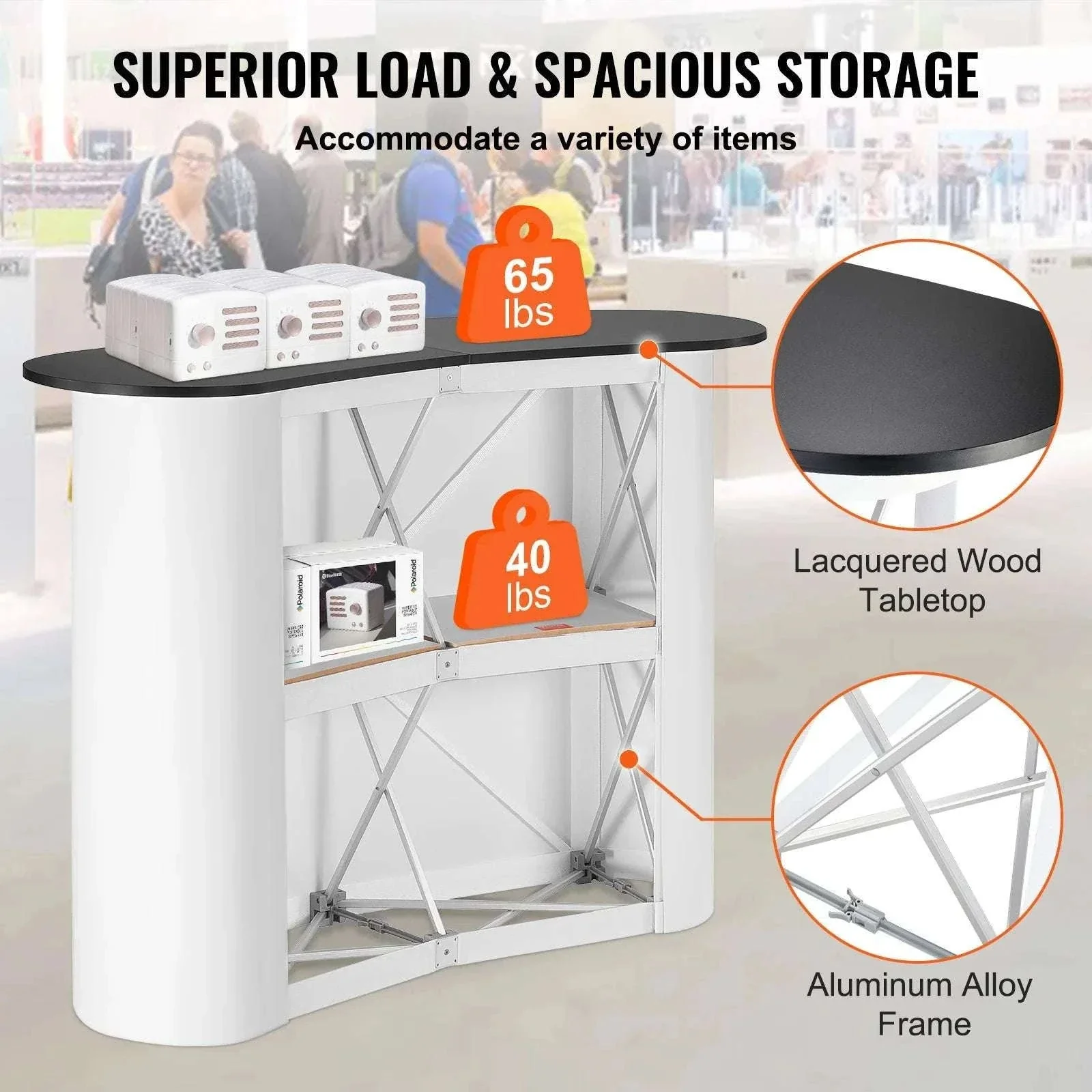 Portable Trade Show Counter Stand Foldable Podium Display Table - Image 3