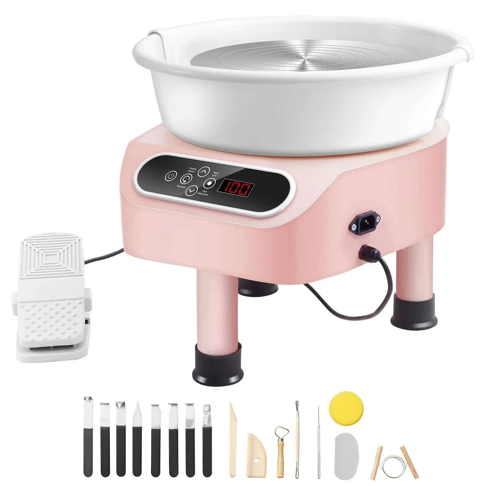 11-Inch Electric Pottery Wheel 450W with Foot Pedal Control