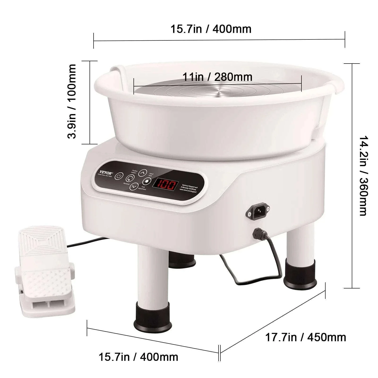 11-Inch Electric Pottery Wheel 450W with Foot Pedal Control - Image 21
