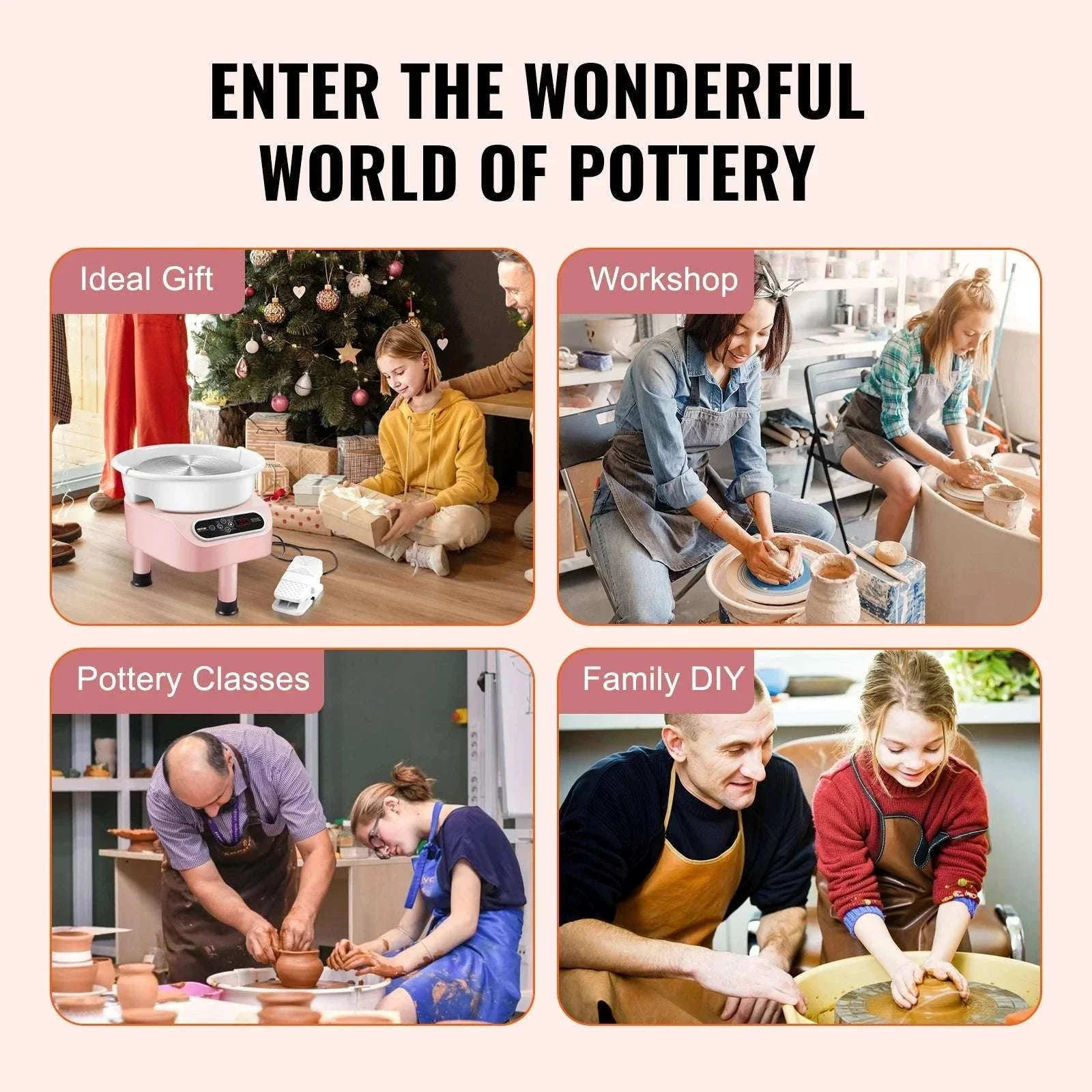11-Inch Electric Pottery Wheel 450W with Foot Pedal Control - Image 5