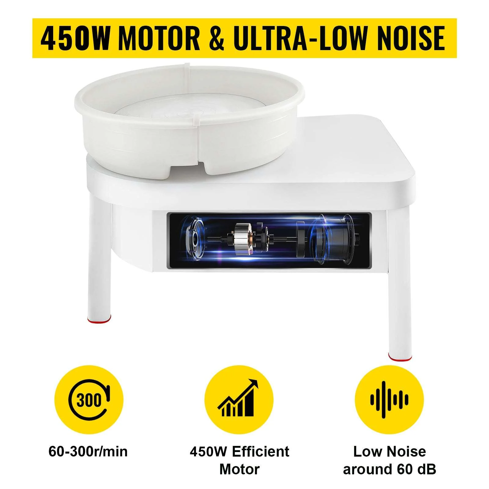 14" Electric Pottery Wheel with Foot Pedal 450W Ceramic Machine - Image 11