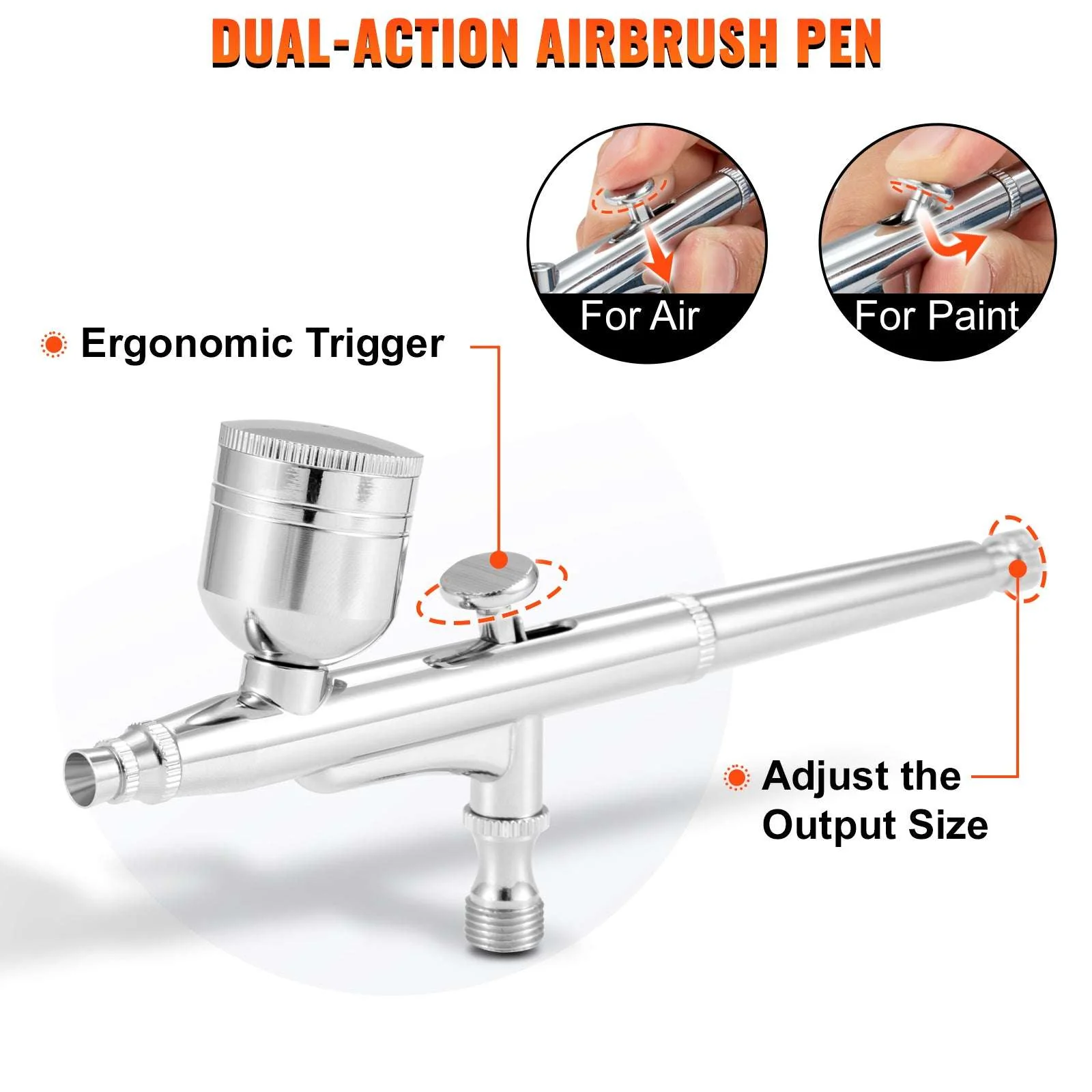 Dual-Action Airbrush Kit 120W Electric Spray Gun with Compressor - Image 15