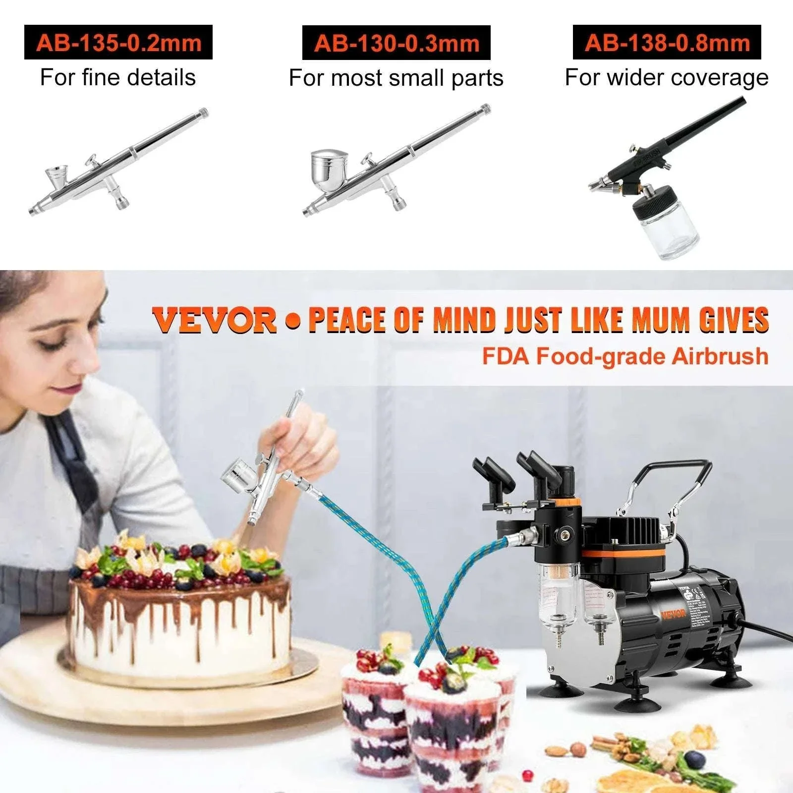 Dual-Action Airbrush Kit 120W Electric Spray Gun with Compressor - Image 5