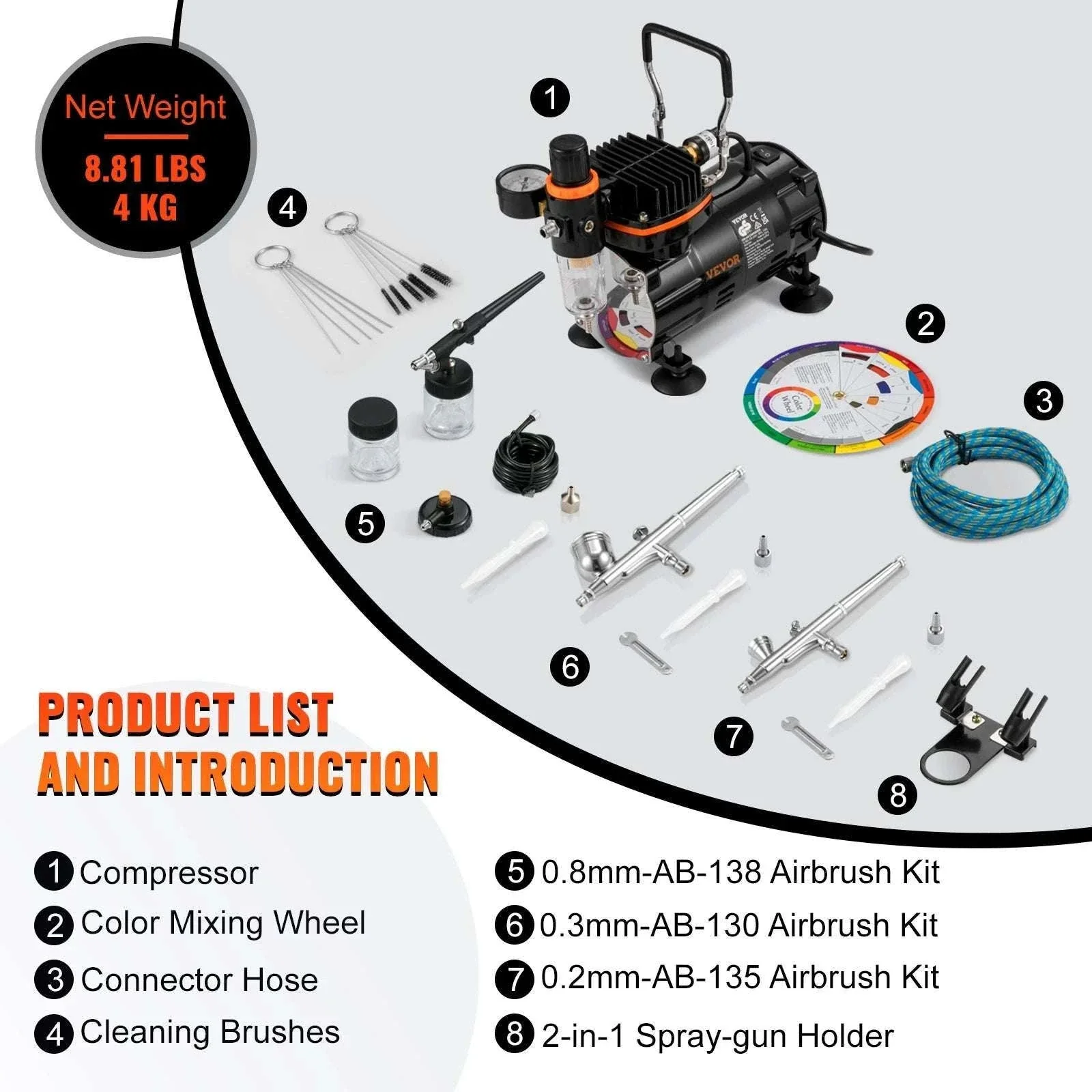 Dual-Action Airbrush Kit 120W Electric Spray Gun with Compressor - Image 6