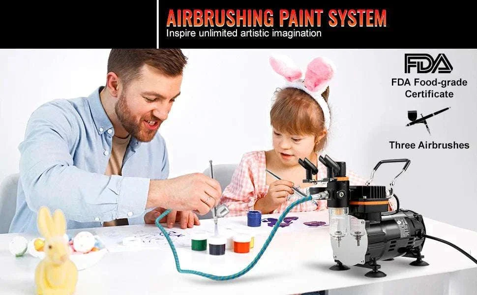 Dual-Action Airbrush Kit 120W Electric Spray Gun with Compressor - Image 8