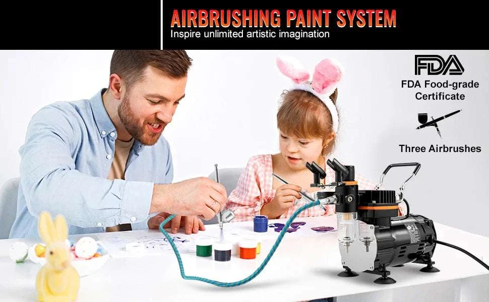 120W Dual-Action Airbrush Kit with Compressor for Art, Nails & DIY - Image 8
