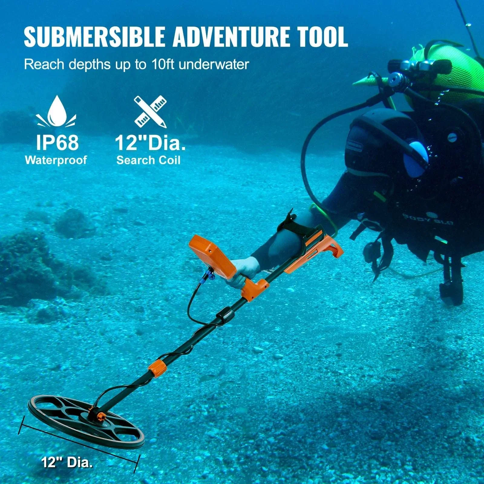 Professional Waterproof Metal Detector with 12" Coil & 7 Modes - Image 3