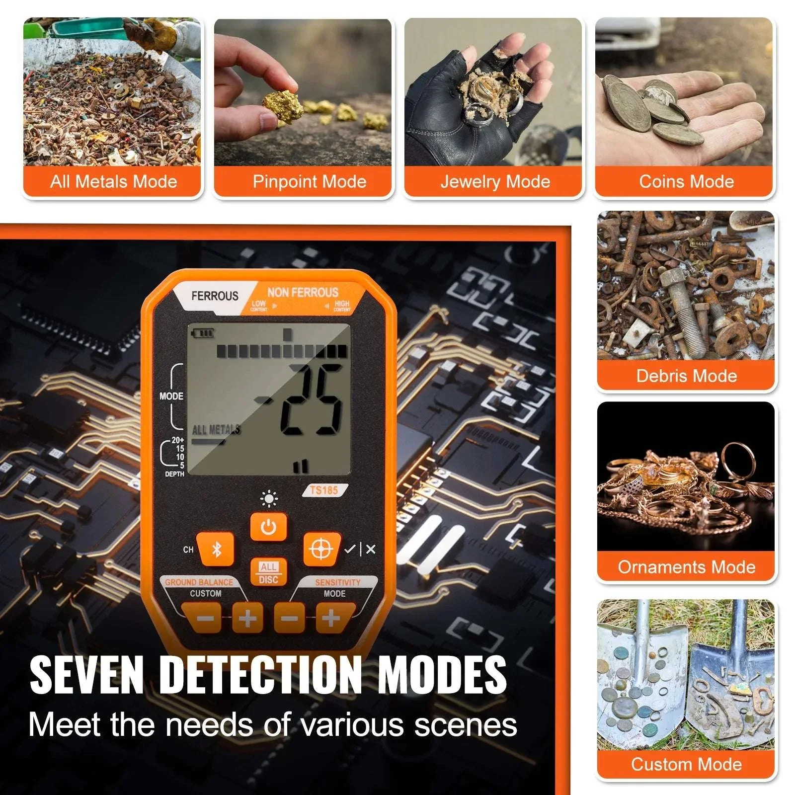Professional Waterproof Metal Detector with 12" Coil & 7 Modes - Image 5