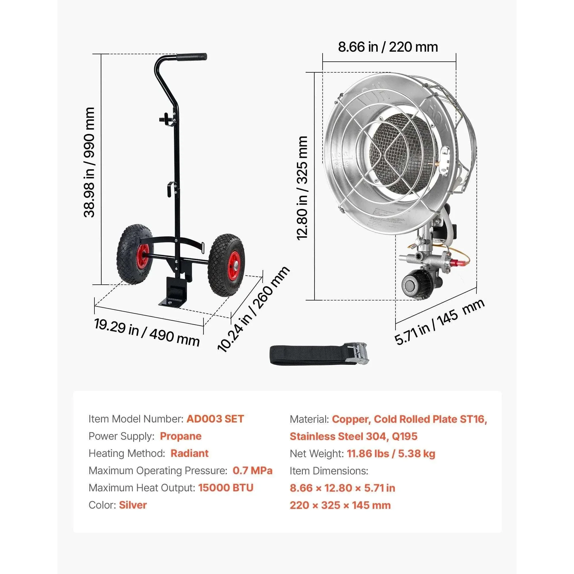 15000 BTU Propane Tank Top Heater with 180° Infrared Heat - Image 15
