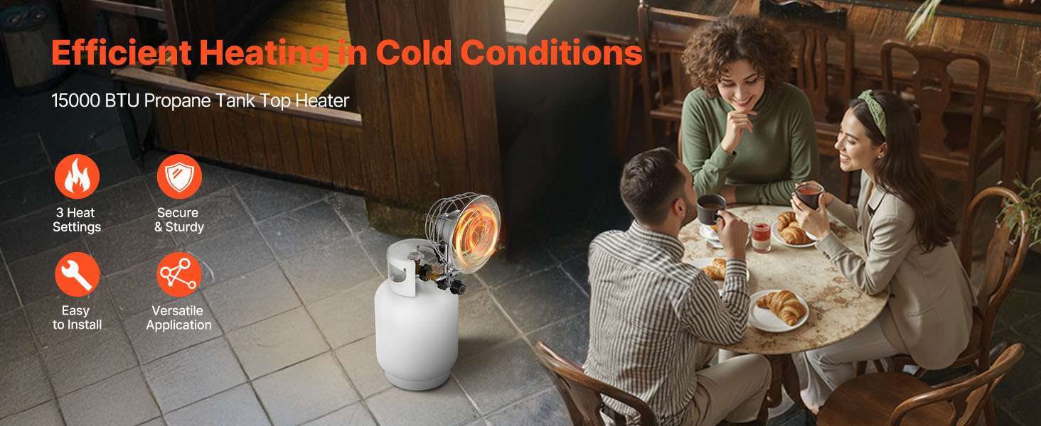 15000 BTU Propane Tank Top Heater with 180° Infrared Heat - Image 8