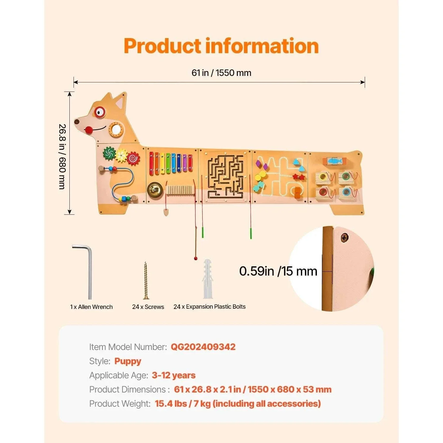 Kids Montessori Wall Busy Board – 12 Activity Sensory Panel - Image 14