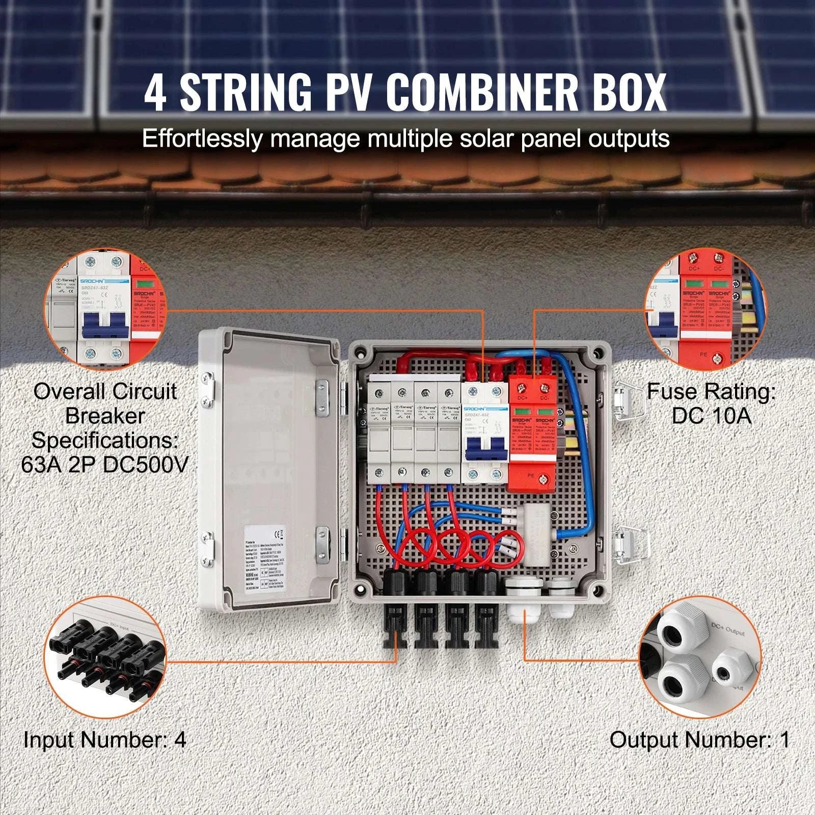 PV Combiner Box 4/6 String Solar Panel System with DC Protection - Image 3