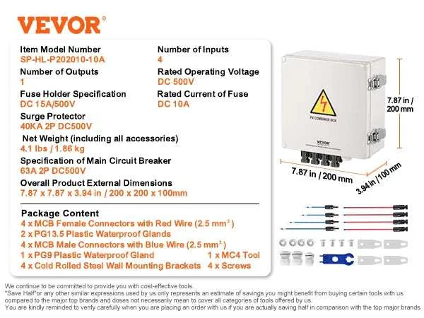 PV Combiner Box 4/6 String Solar Panel System with DC Protection - Image 30
