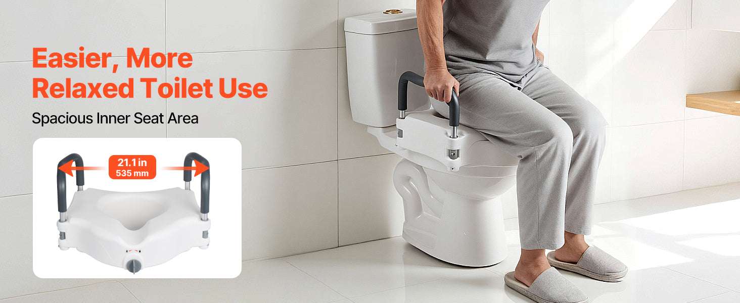 Raised Toilet Seat with 5-Inch Lift and Armrests for Safe Support - Image 11