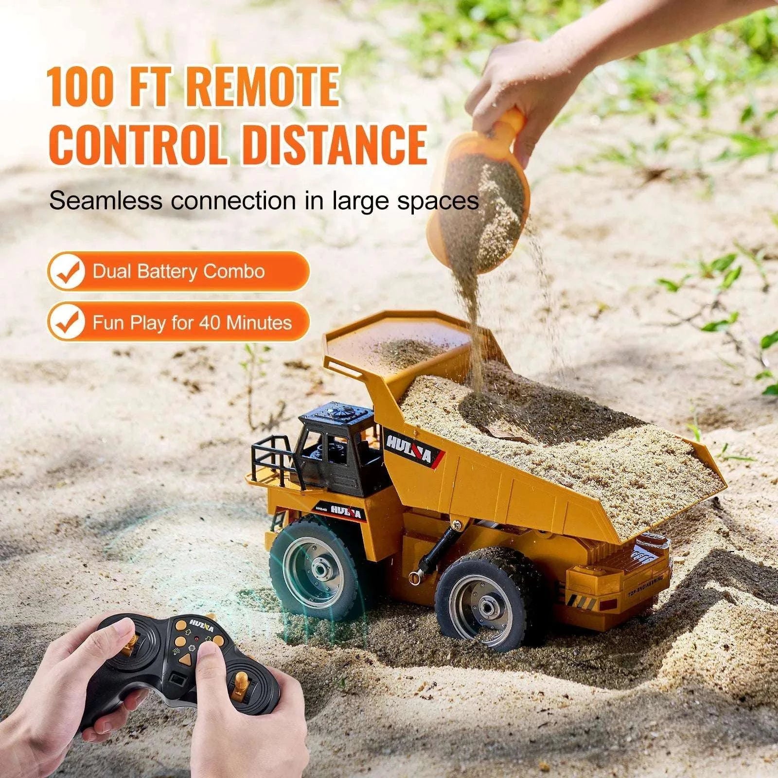 RC Dump Truck 9-Channel Remote Control Toy with 40-Min Playtime - Image 5