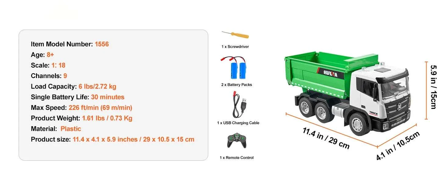 RC Dump Truck Toy 9-Channel Remote Control Construction Vehicle - Image 13